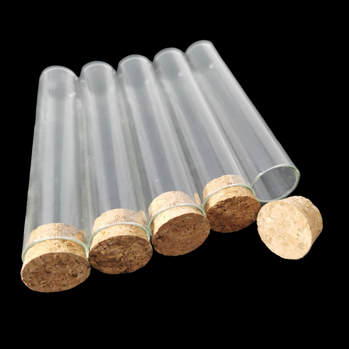 Glass Vial With Cork display, made of glass and cork.