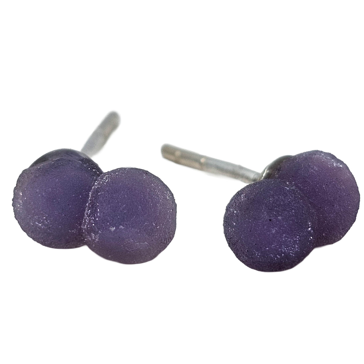 Grape agate stud earring from Indonesia – two ball pair
