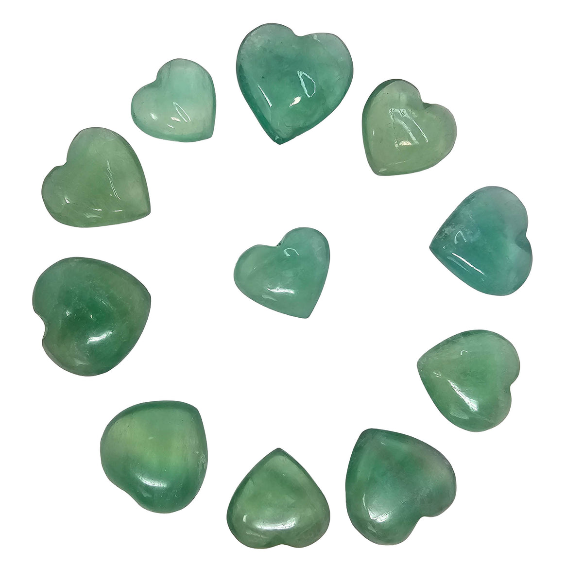 Green fluorite mini heart from Madagascar – circle of hearts