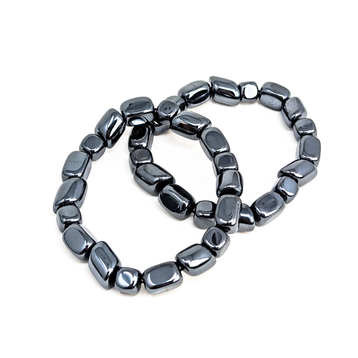 Hematite tumbled bead bracelet – two bracelets