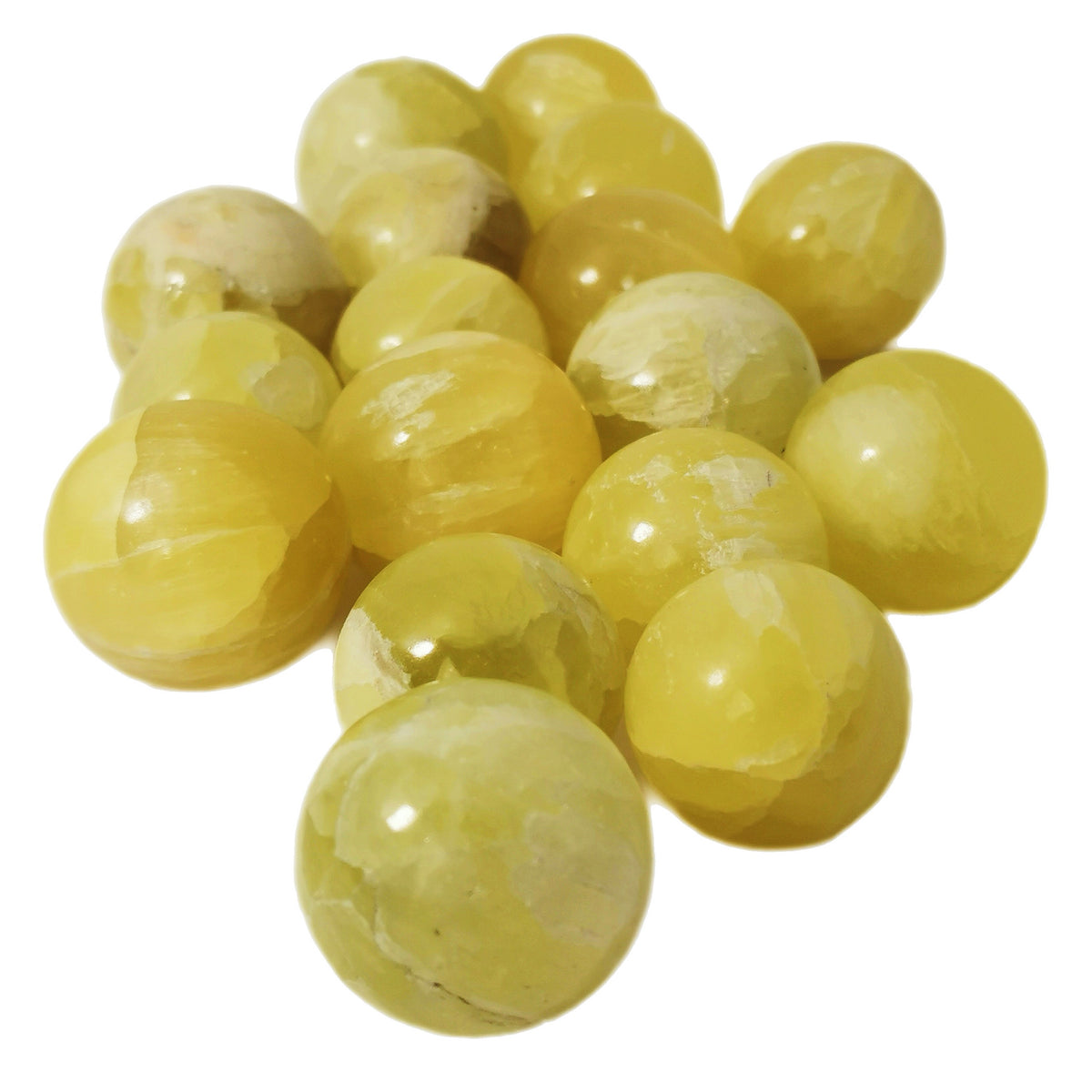 Lemon Calcite mini sphere, calcium carbonate.