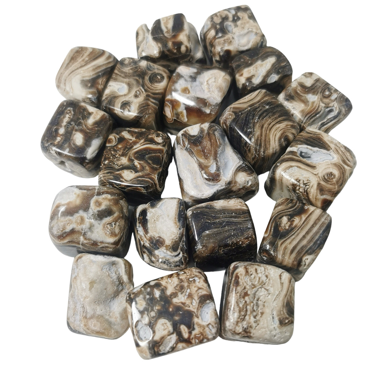 Chocolate Calcite tumble, calcium carbonate.