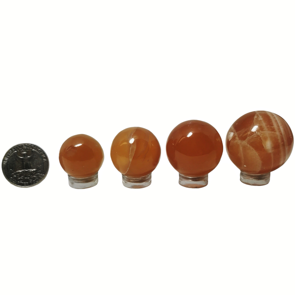 Honey Calcite mini sphere, calcium carbonate.