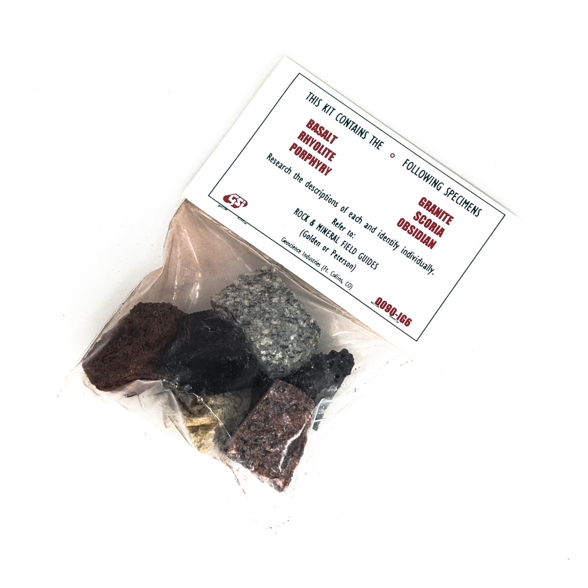 Igneous rock education set – bag, angled