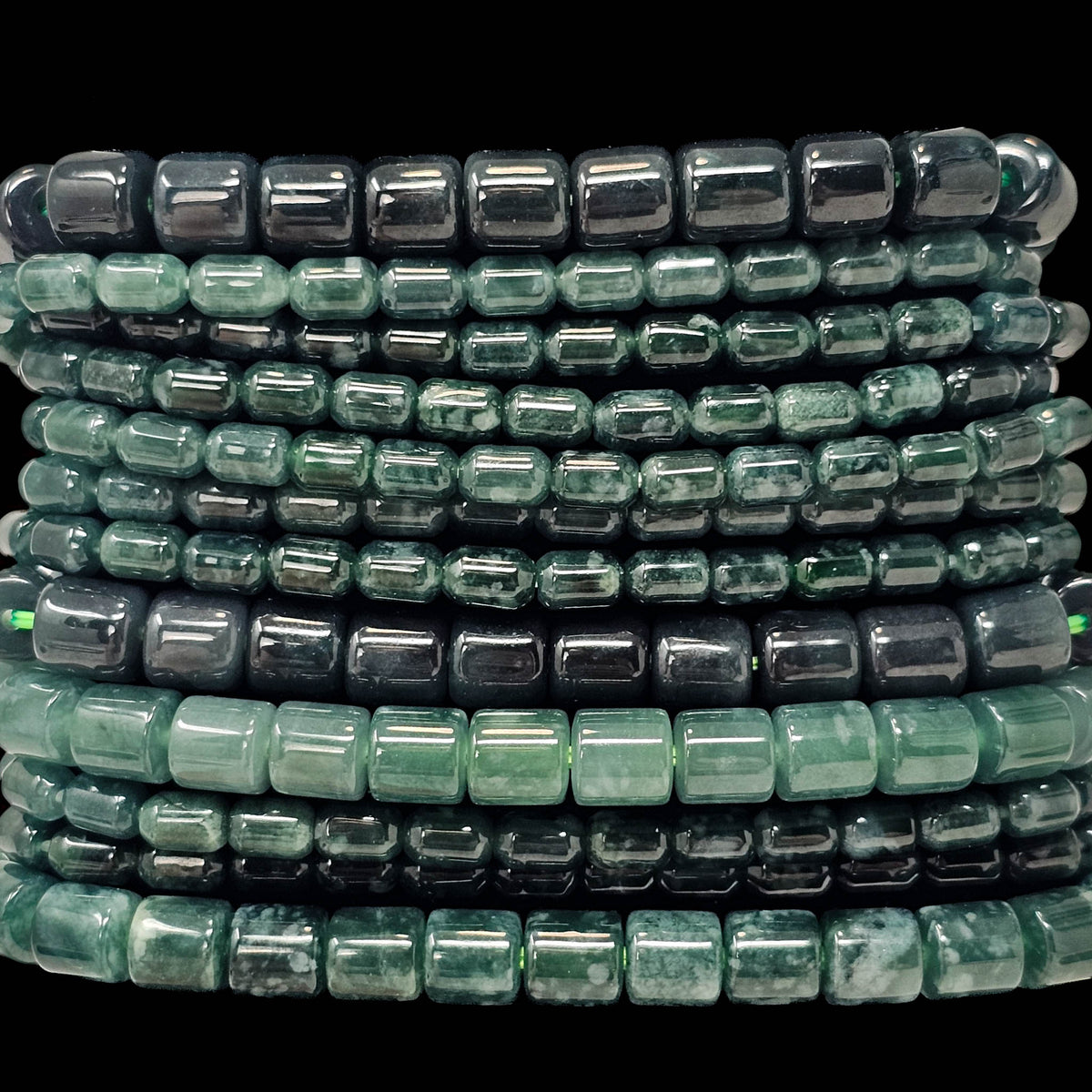Jadeite barrel bead bracelet.