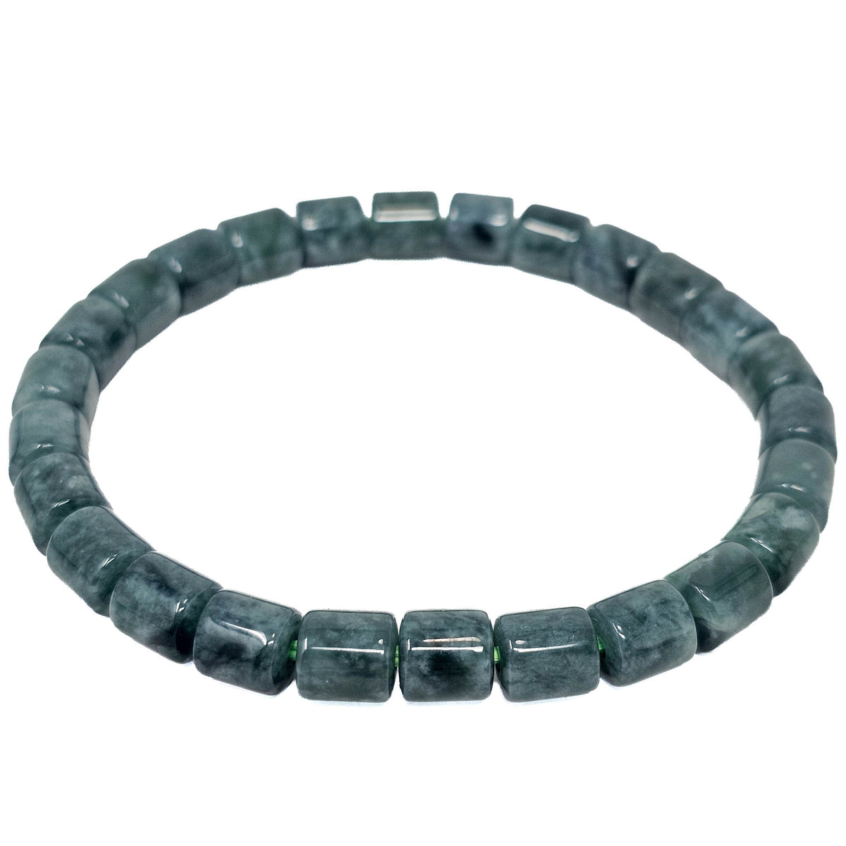 Jadeite barrel bead bracelet.
