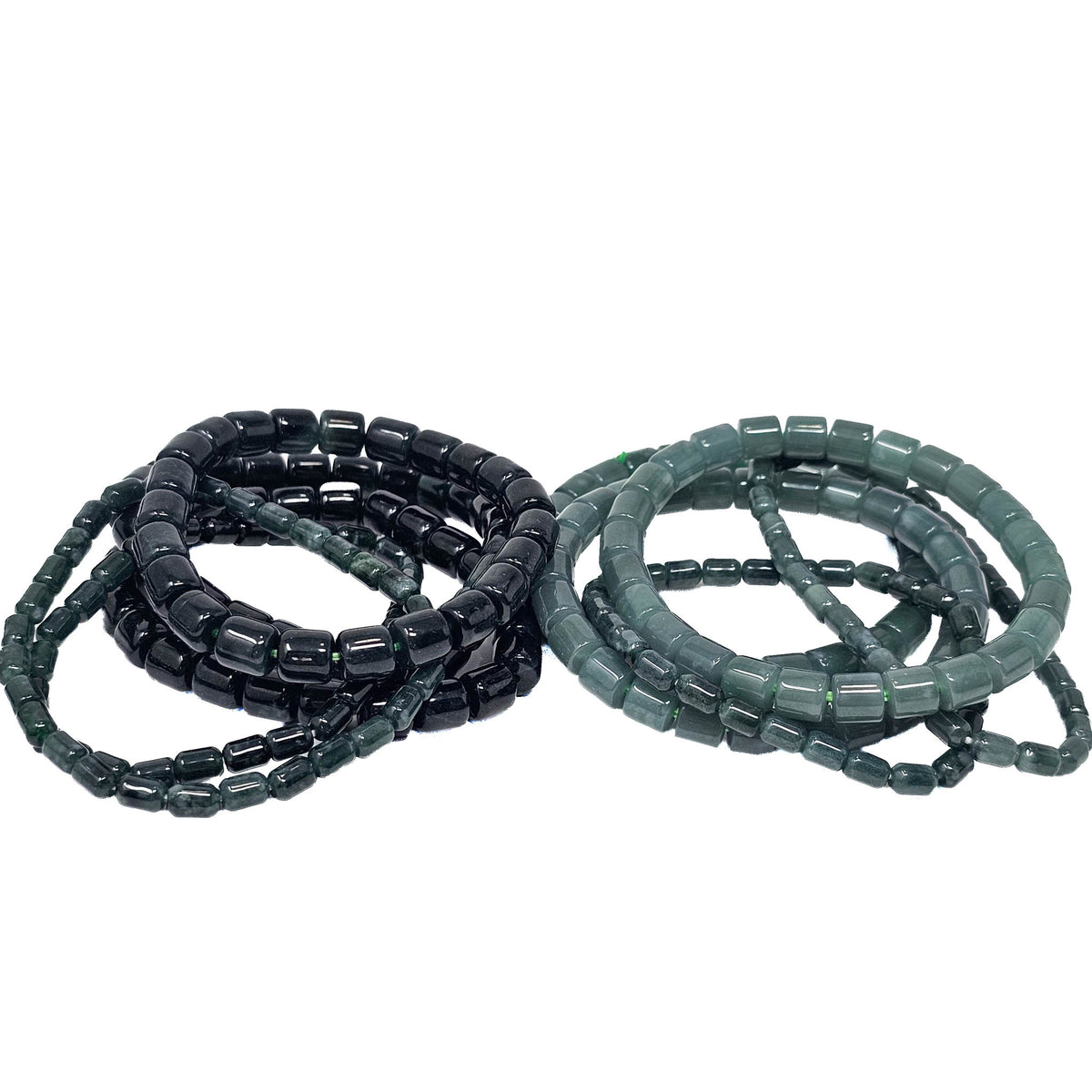 Jadeite barrel bead bracelet.