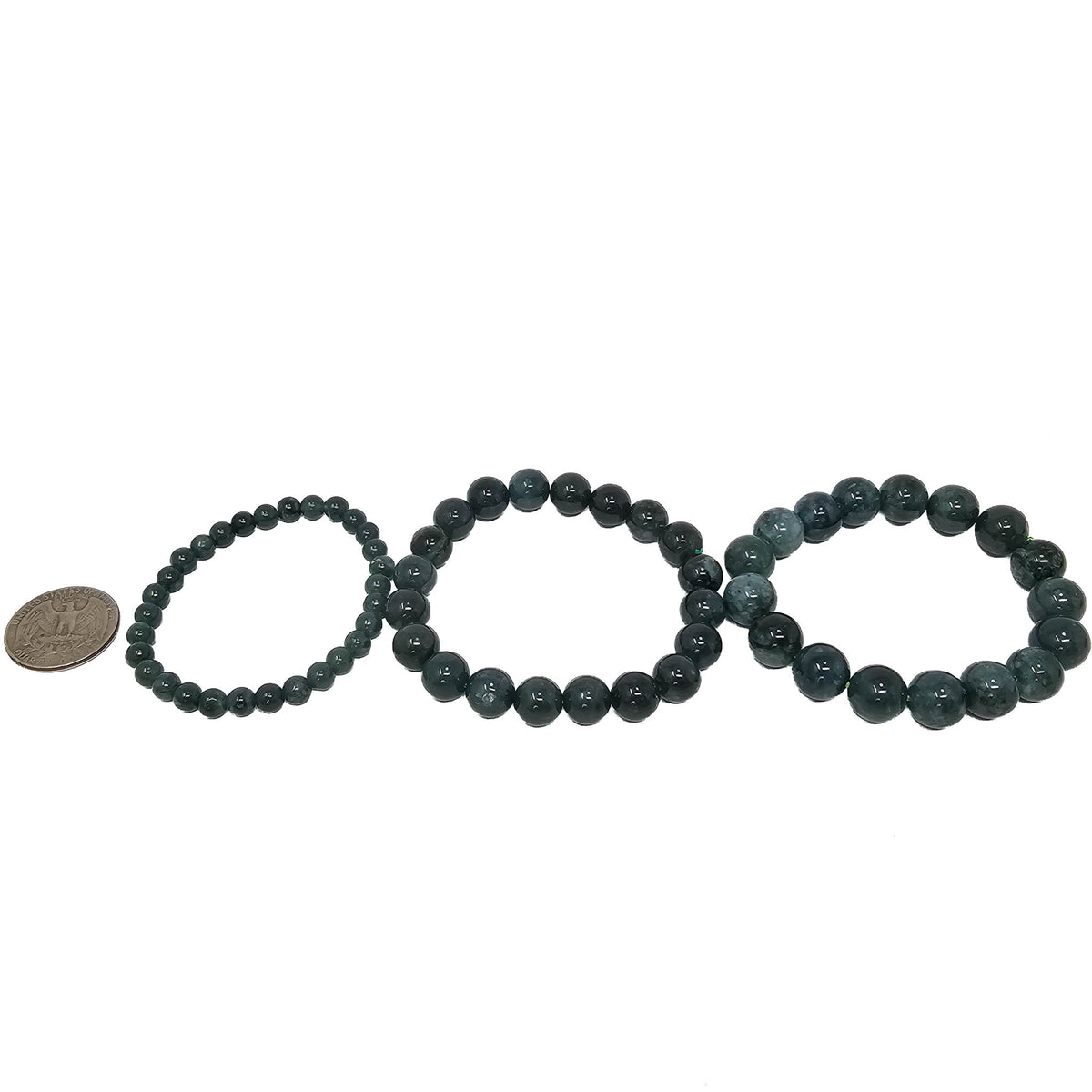 Jadeite round bead bracelet.