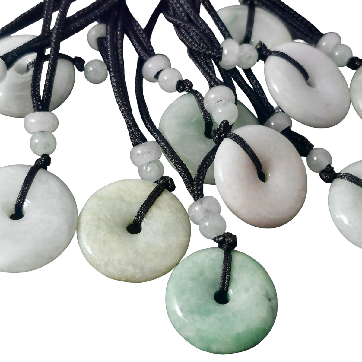 Jadeite bi-disc necklace: group of discs