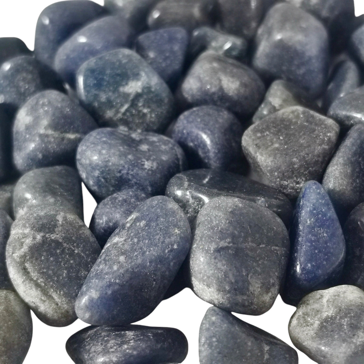 Lazulite tumble from Madagascar – pile, close view