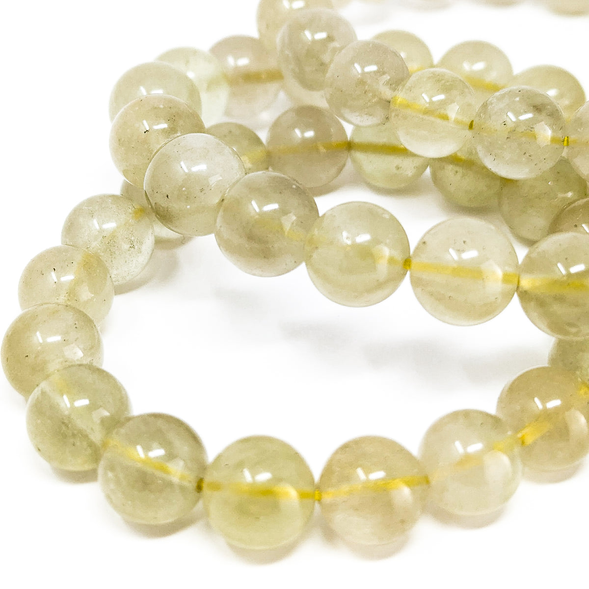 Libyan Desert Glass bead bracelet from Egypt – bracelet stack, close view