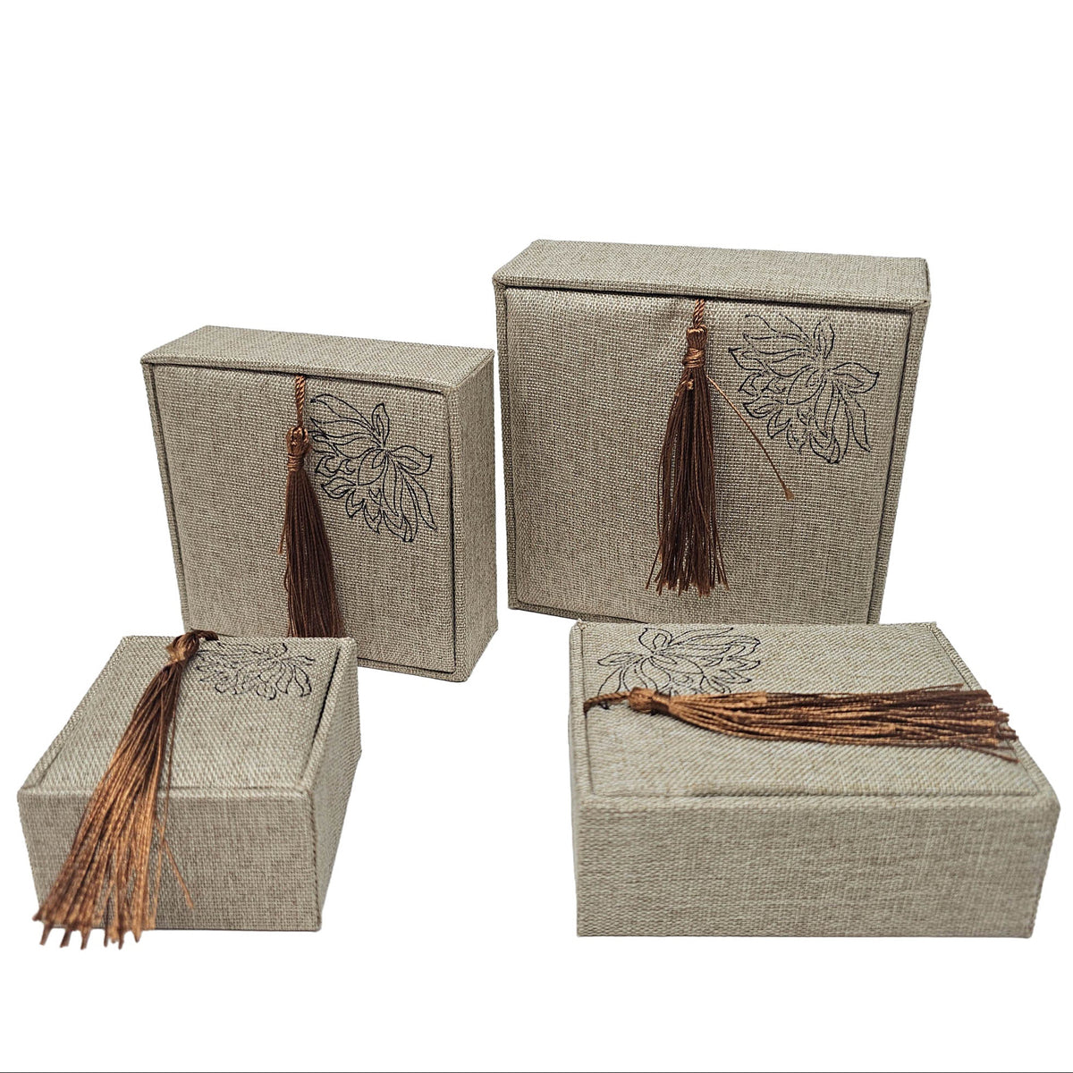 Linen Jewelry Box with Tassle - China