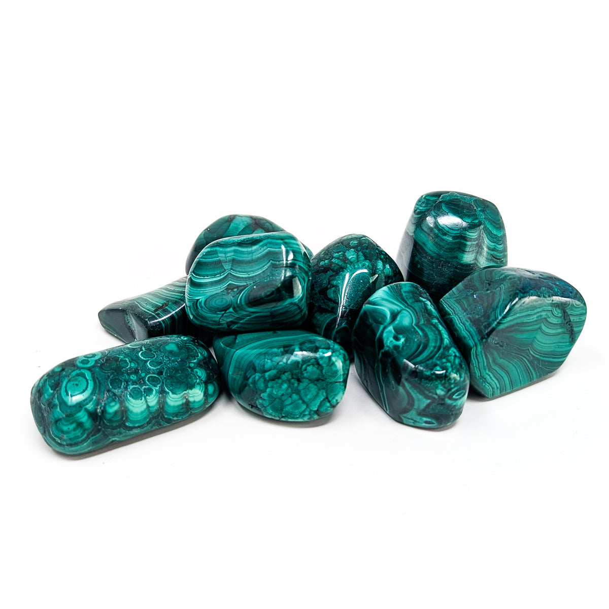 Malachite tumble, a copper carbonate.