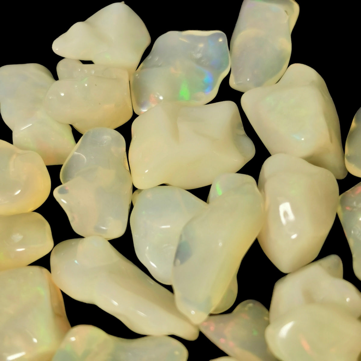 Opal freeform tumble, hydrated silica, from Ethiopia.