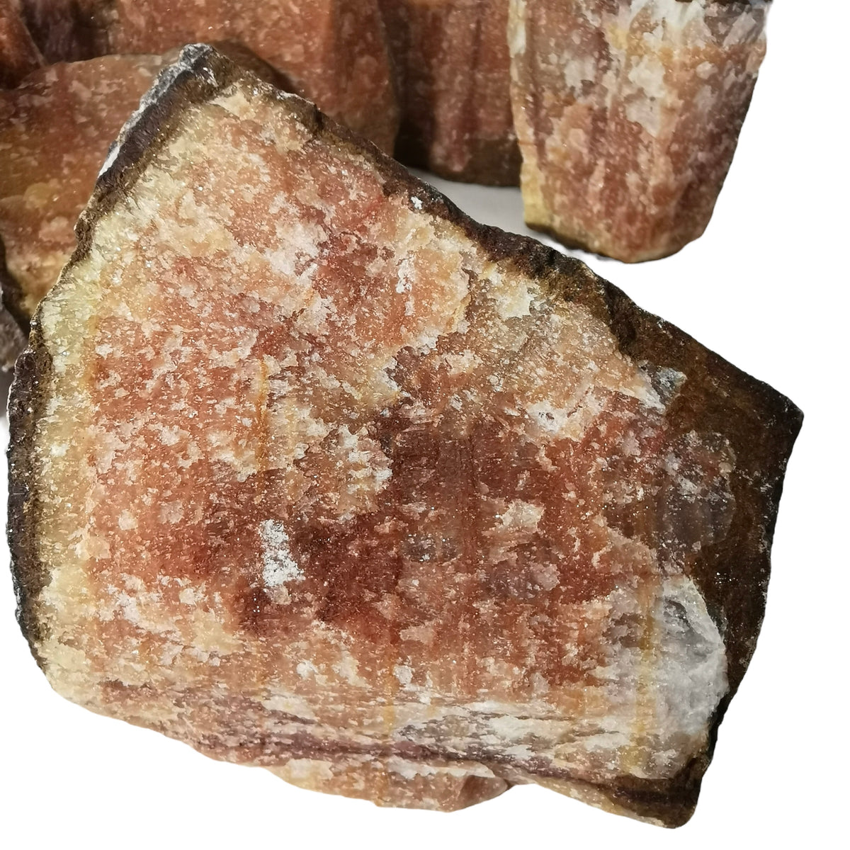 Peach Calcite specimen, calcium carbonate.