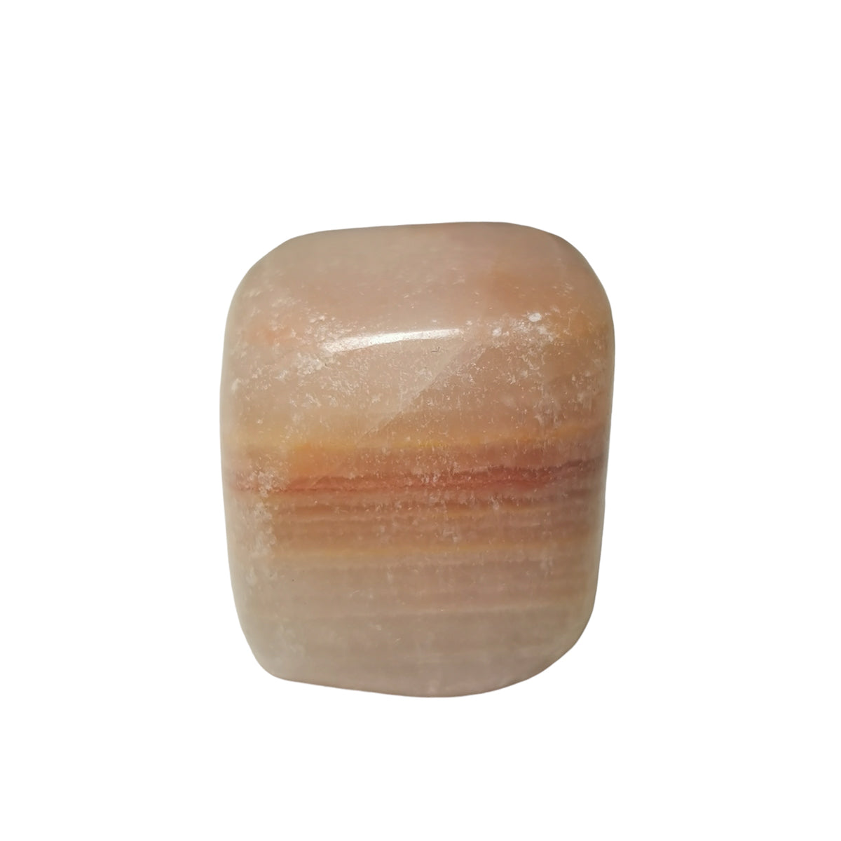 Peach Calcite tumble, calcium carbonate.