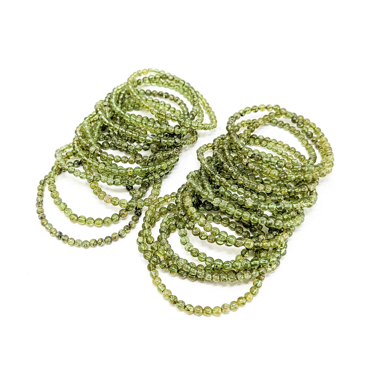 Peridot bead bracelet – two stacks of bracelets