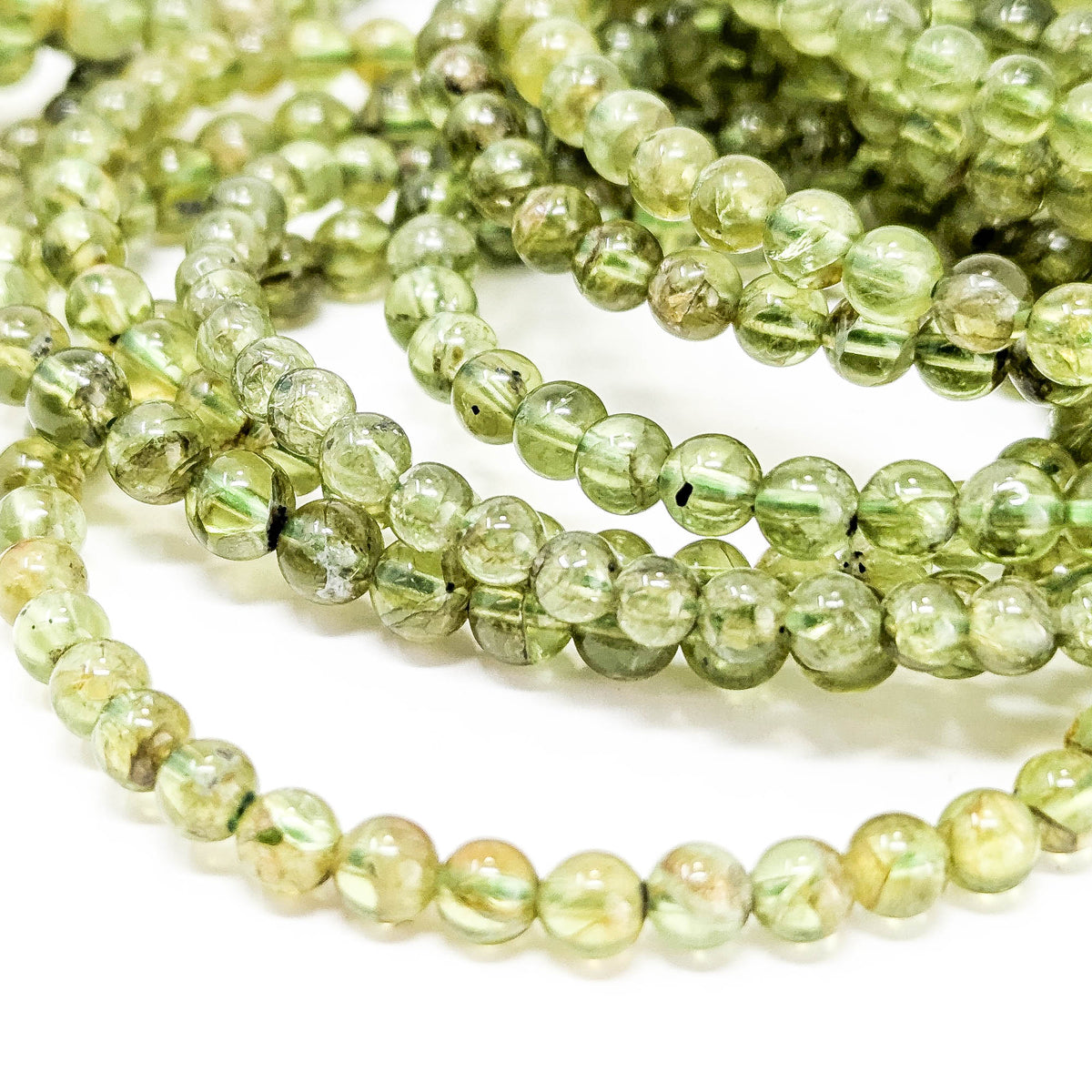 Peridot bead bracelet – close-up of beads