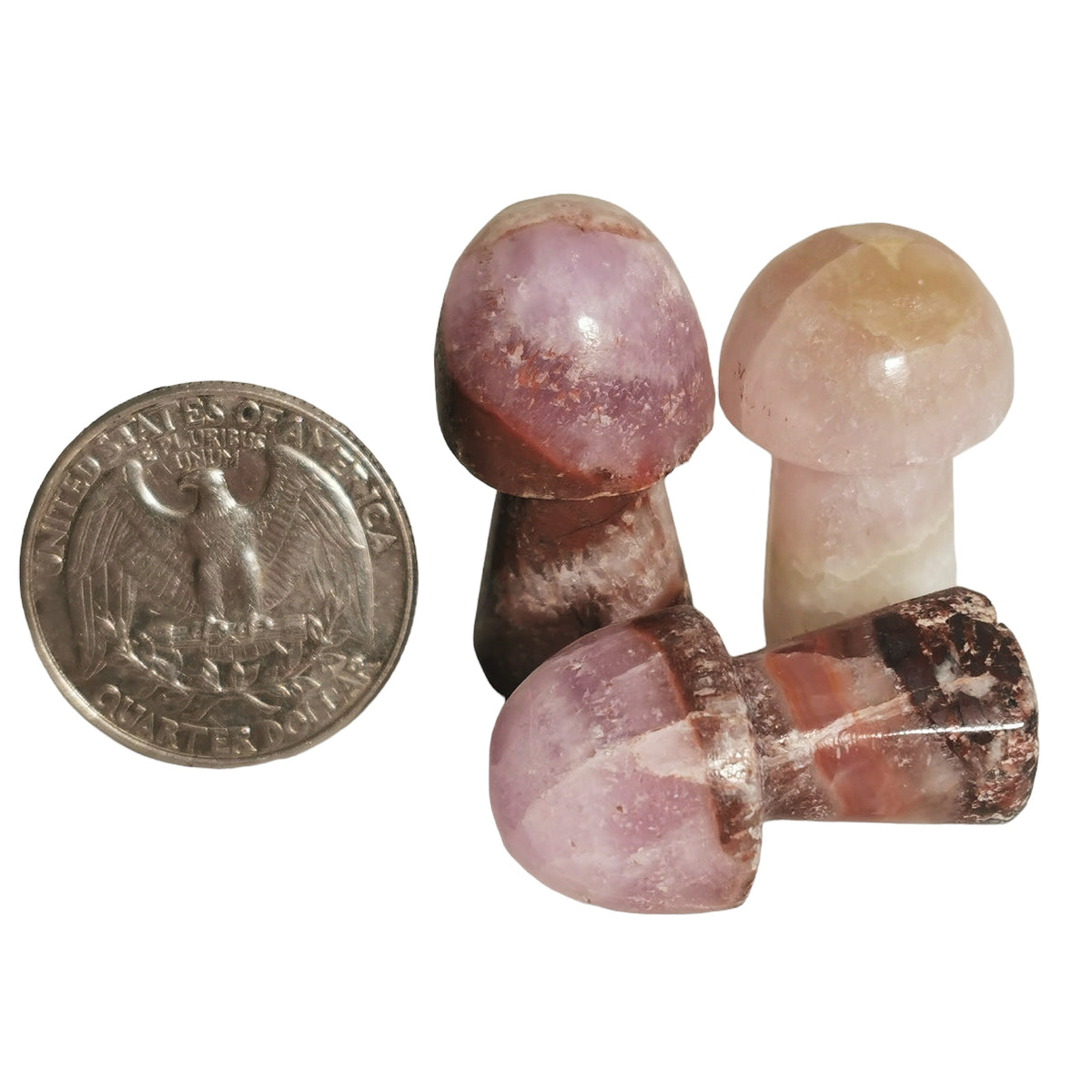 Pink Calcite Mushroom carving.