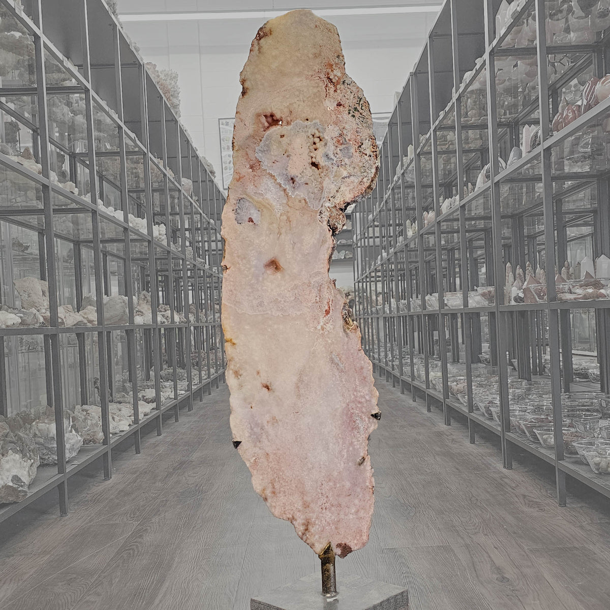 Pink Amethyst Uprgitht Slab on Stand - Statement Specimen - Brazil