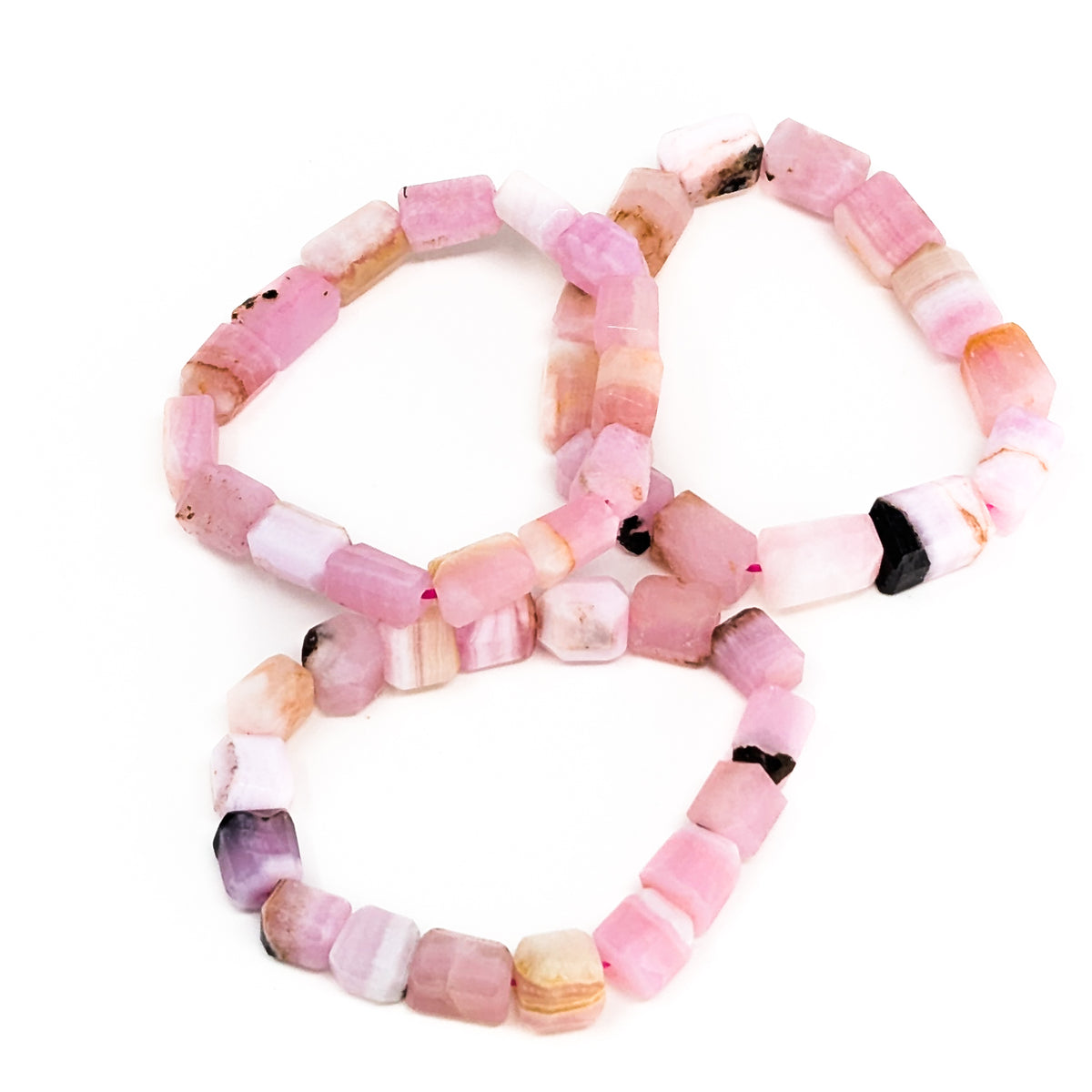 Pink calcite bead bracelet: three bracelets