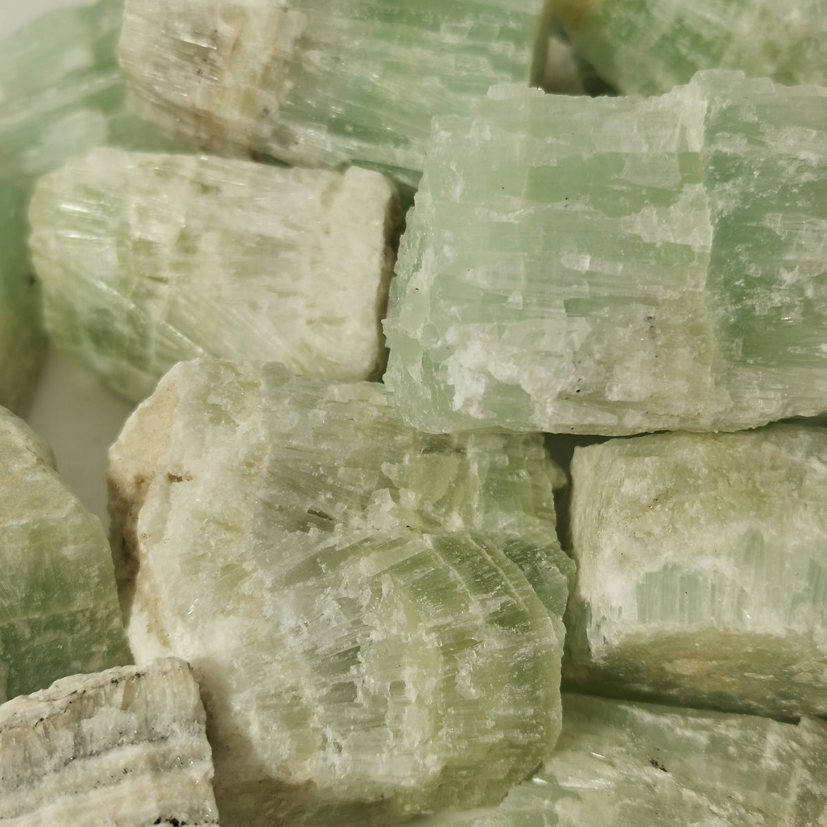 Pistachio Calcite specimen, calcium carbonate.