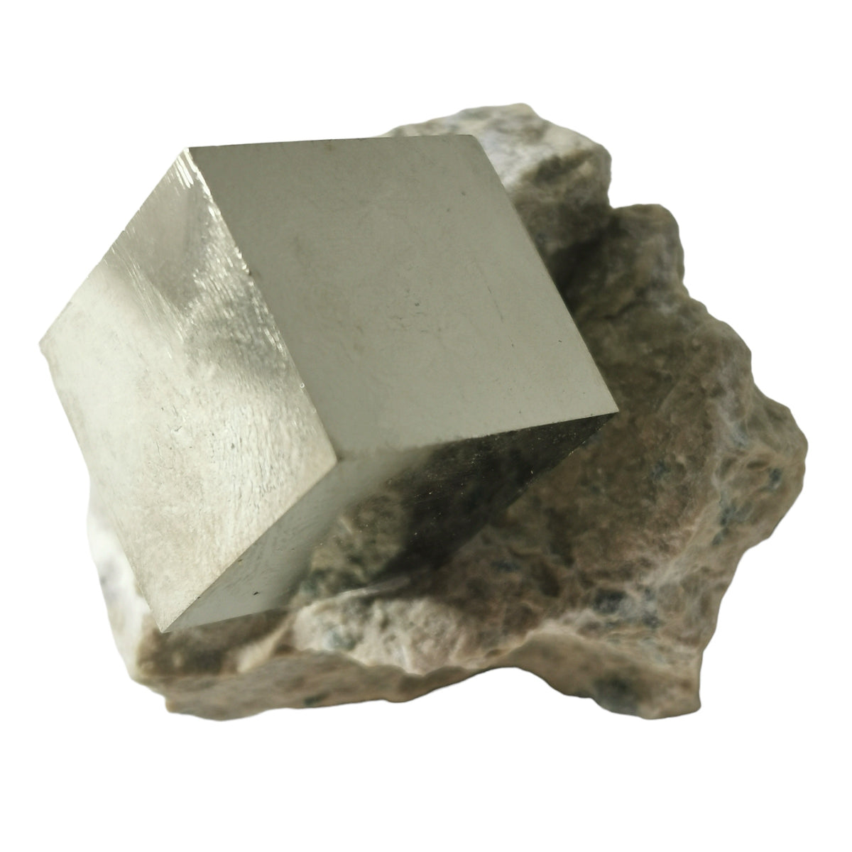 Cubic Pyrite on Matrix specimen from Navajún mine, La Rioja, Spain.