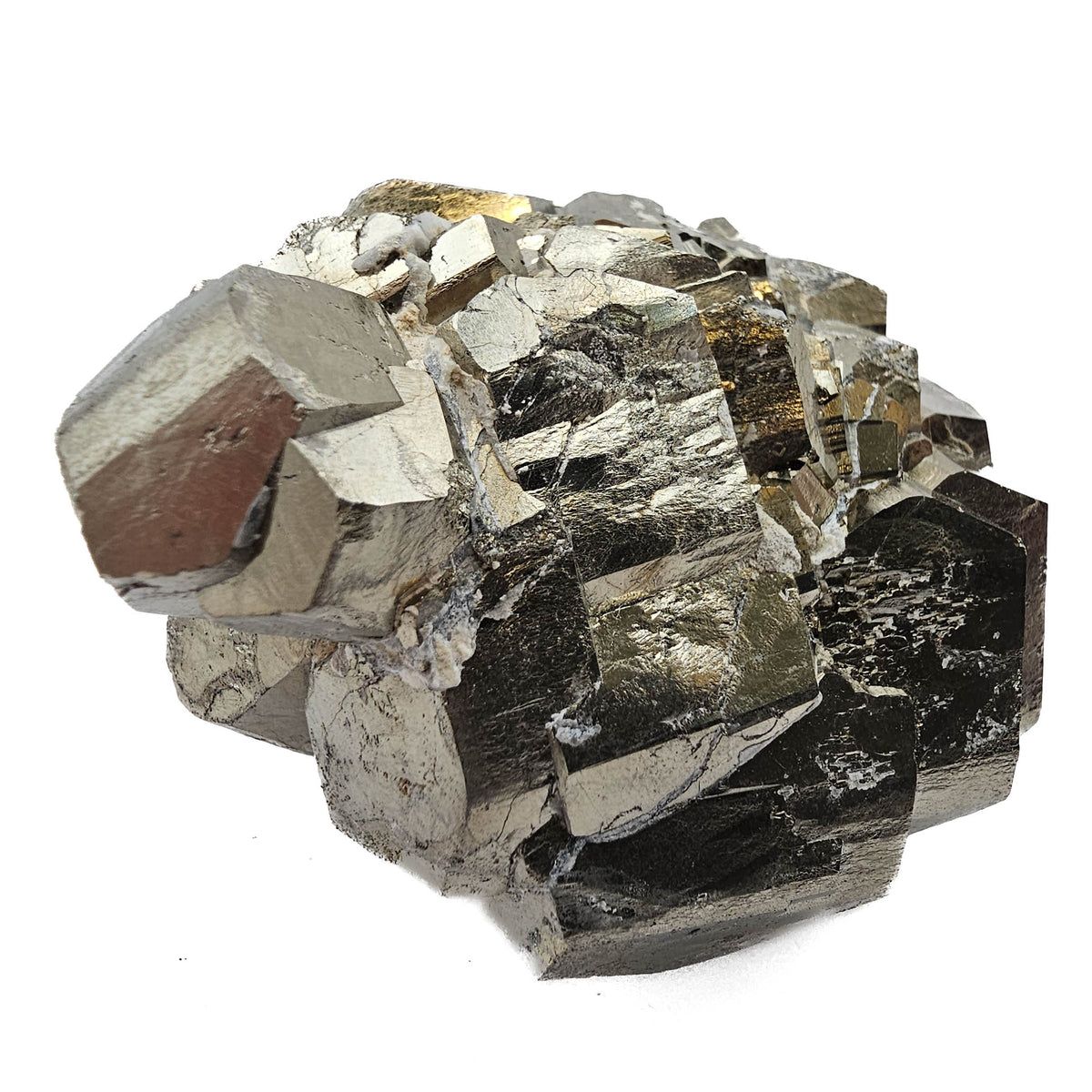 Pyrite Cluster specimen, an iron sulfide, from Ambasaguas, Muro de Aguas, La Rioja, Spain.