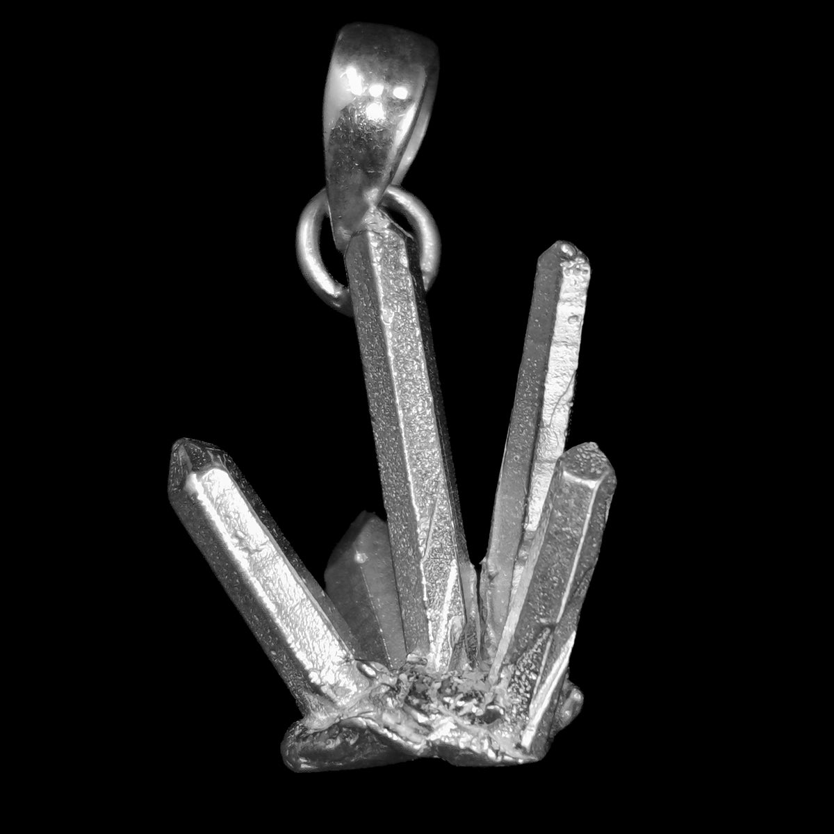 Quartz Cluster pendant in sterling silver.