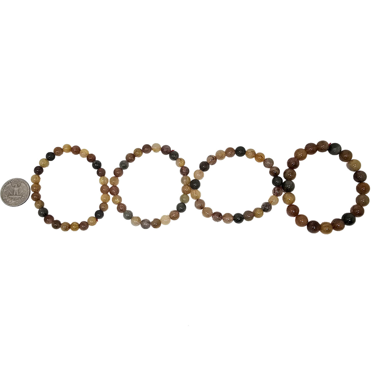 Rabbit Hair Quartz round bead bracelet.