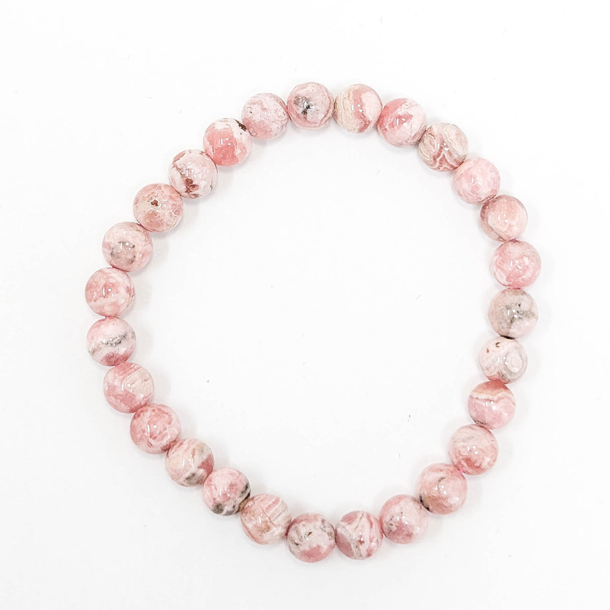 Rhodochrosite round bead bracelet – single bracelet