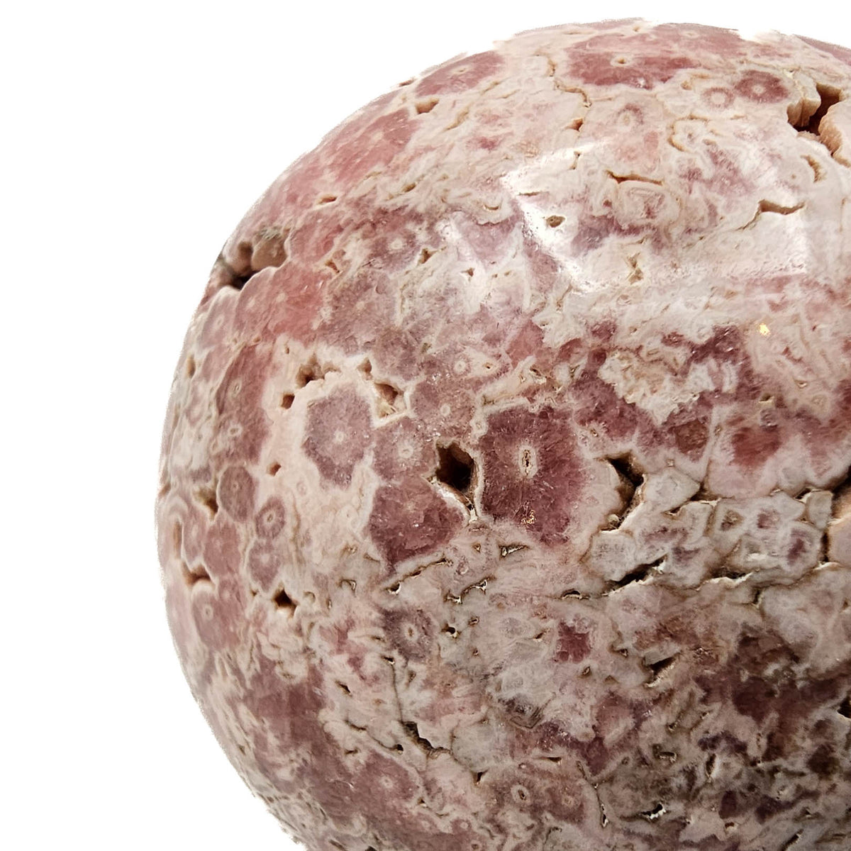 Rhodochrosite sphere from Uchucchacua Mine, Oyón Province, Lima Department, Peru.