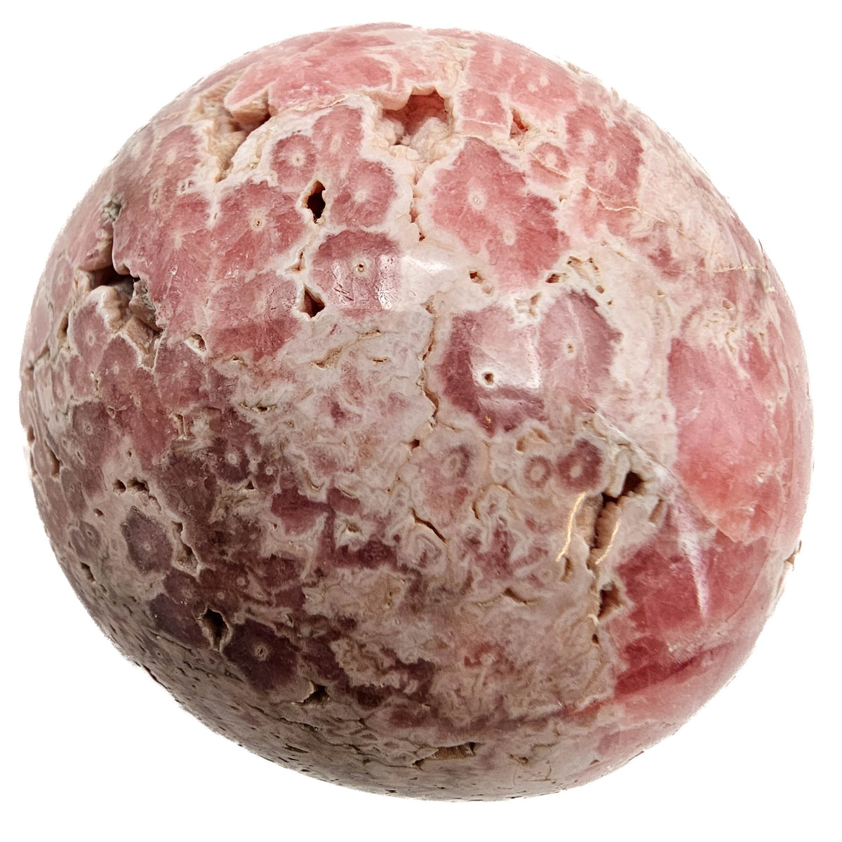 Rhodochrosite sphere from Uchucchacua Mine, Oyón Province, Lima Department, Peru.