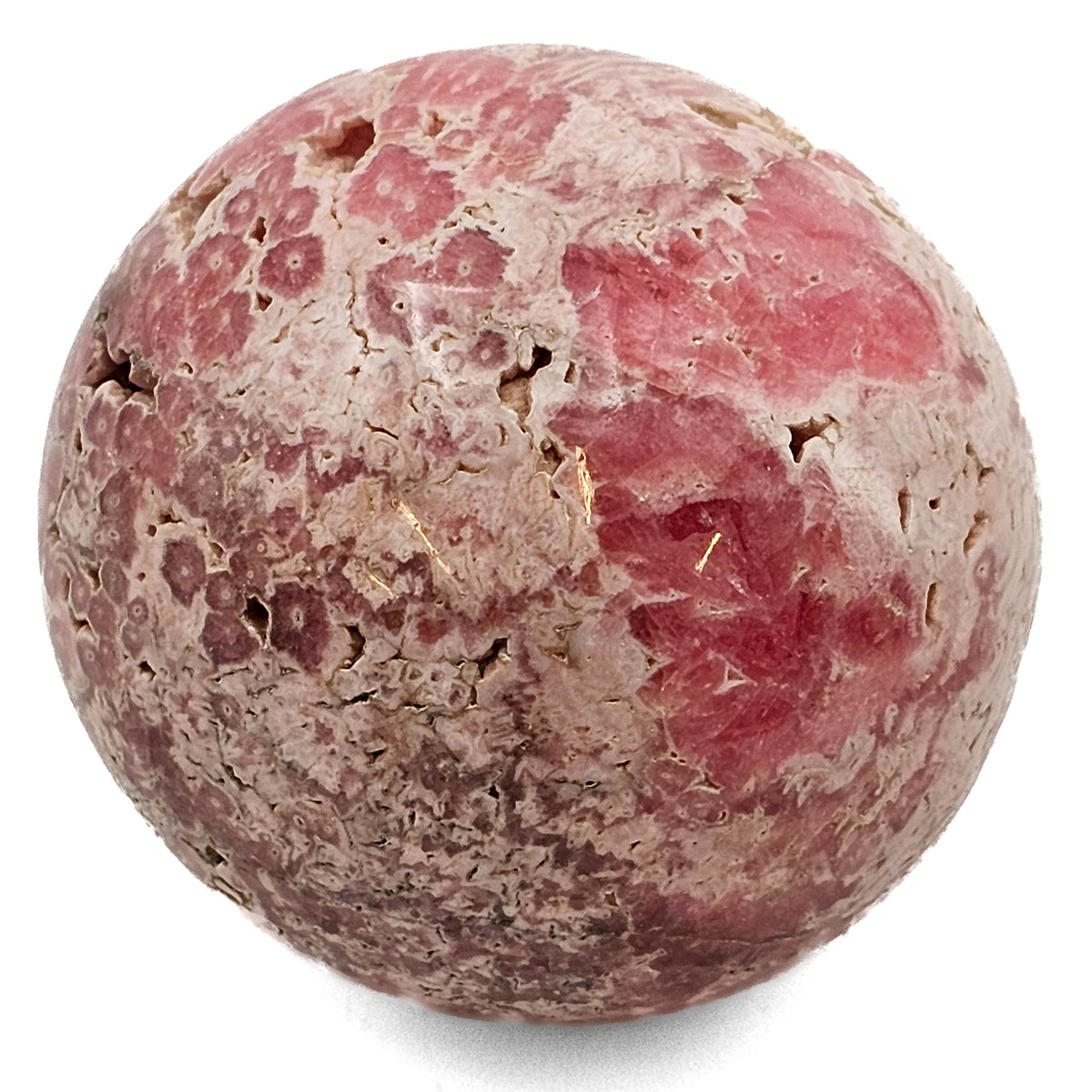 Rhodochrosite sphere from Uchucchacua Mine, Oyón Province, Lima Department, Peru.