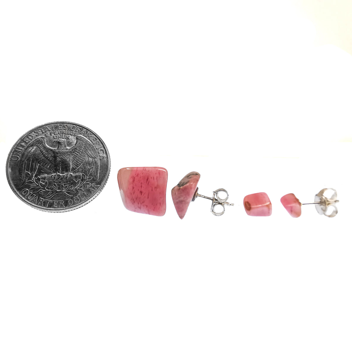 Rhodonite Chip Stud earrings (pair).