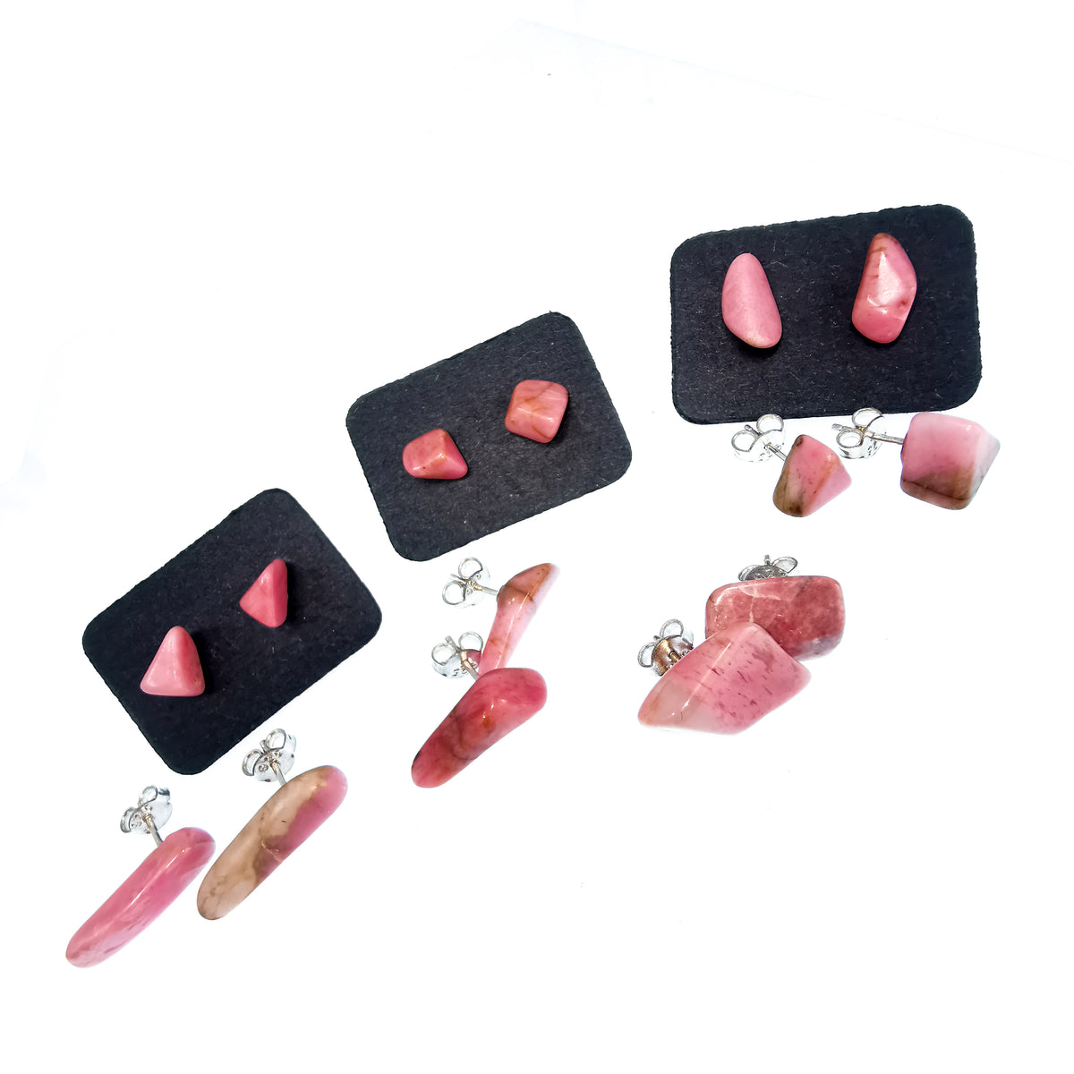 Rhodonite Chip Stud earrings (pair).