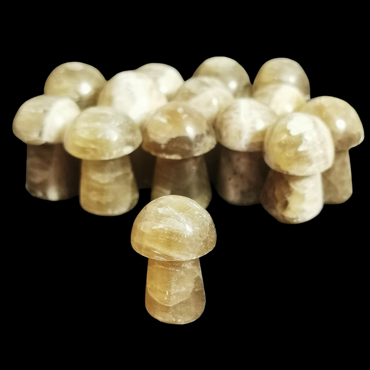 Rootbeer Calcite Mushroom carving.