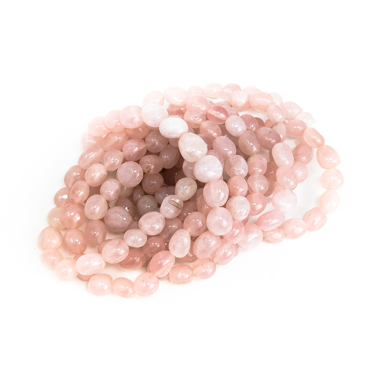 Rose quartz tumbled bead bracelet – stack of bracelets