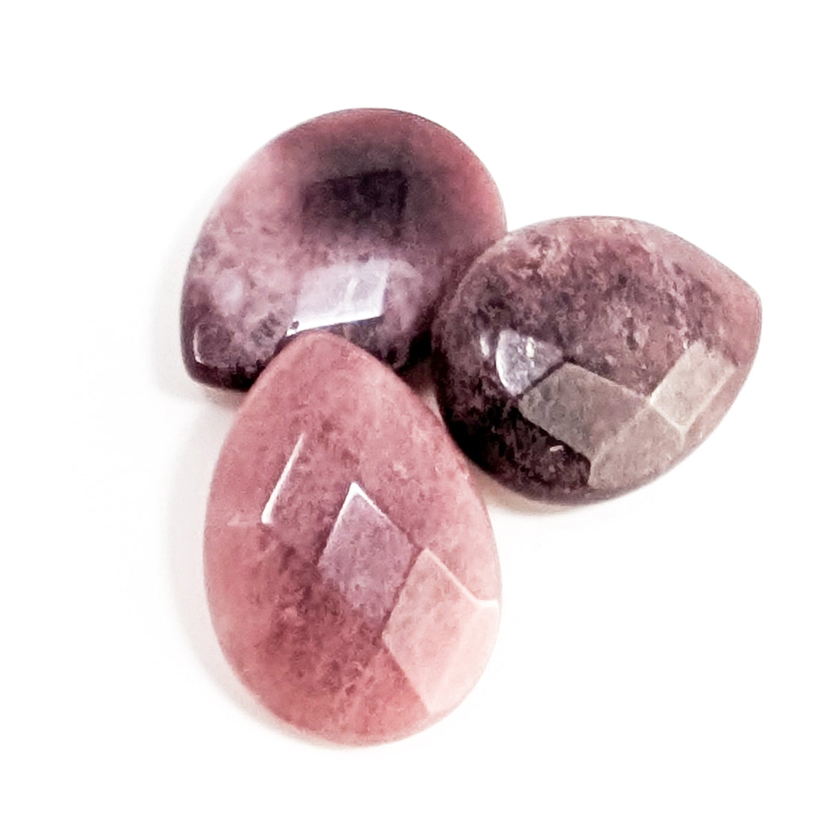 Faceted ruby teardrop from Mozambique – three teardrops