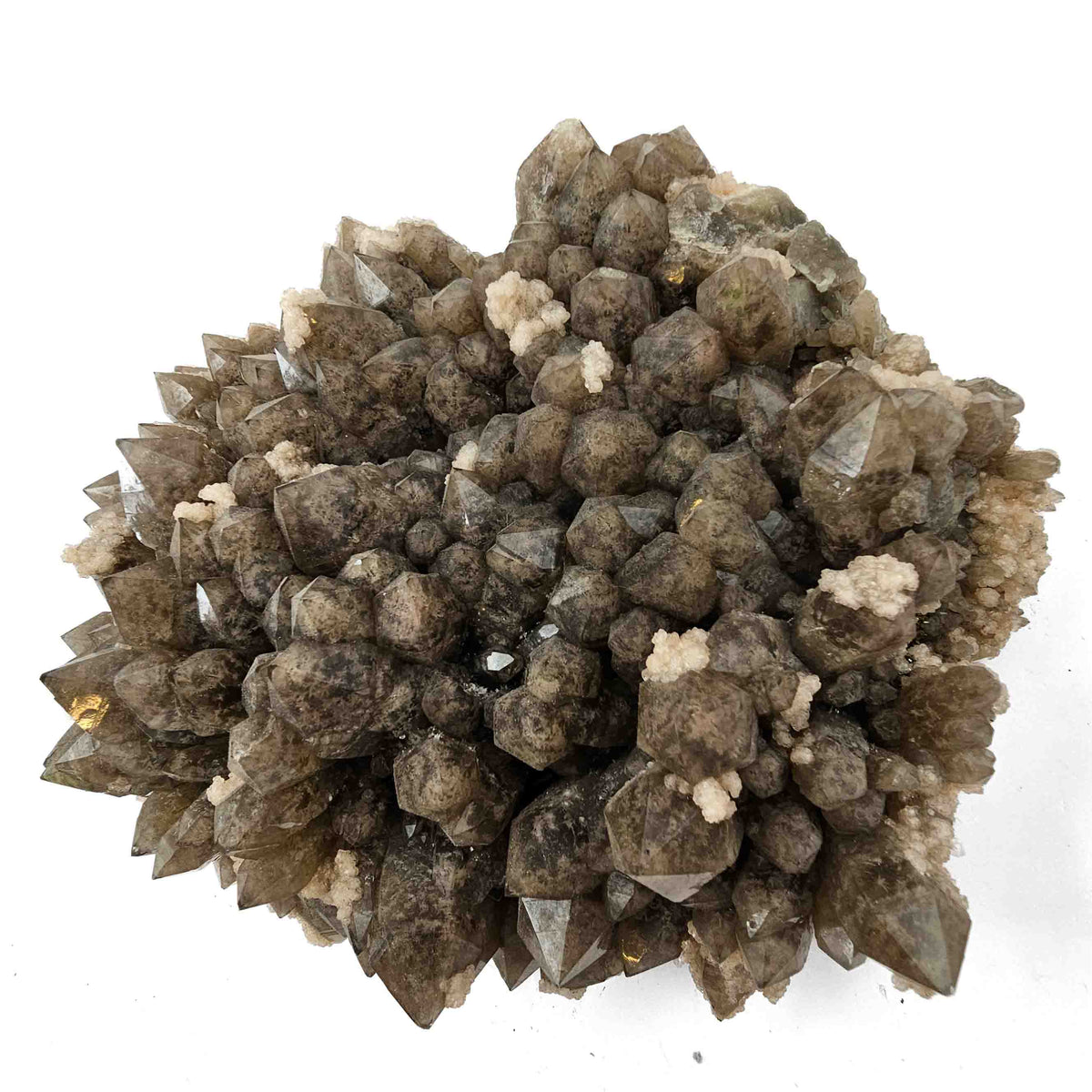 Calcite on Smoky Quartz - Specimen