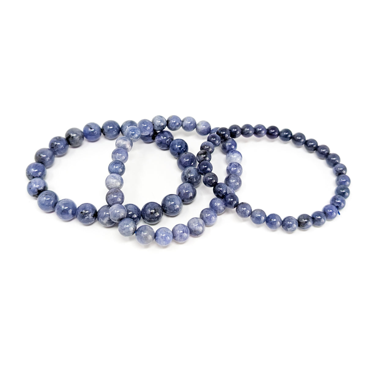 Tanzanite bead bracelet – three bracelets overlapping