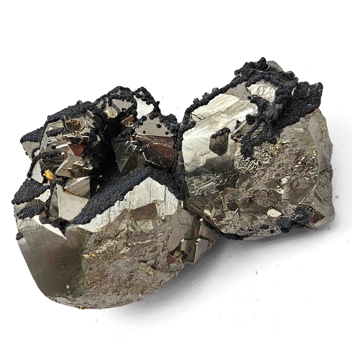 Tetrahedrite on Pyrite specimen from Huanzala Mine, Ancash, Peru.