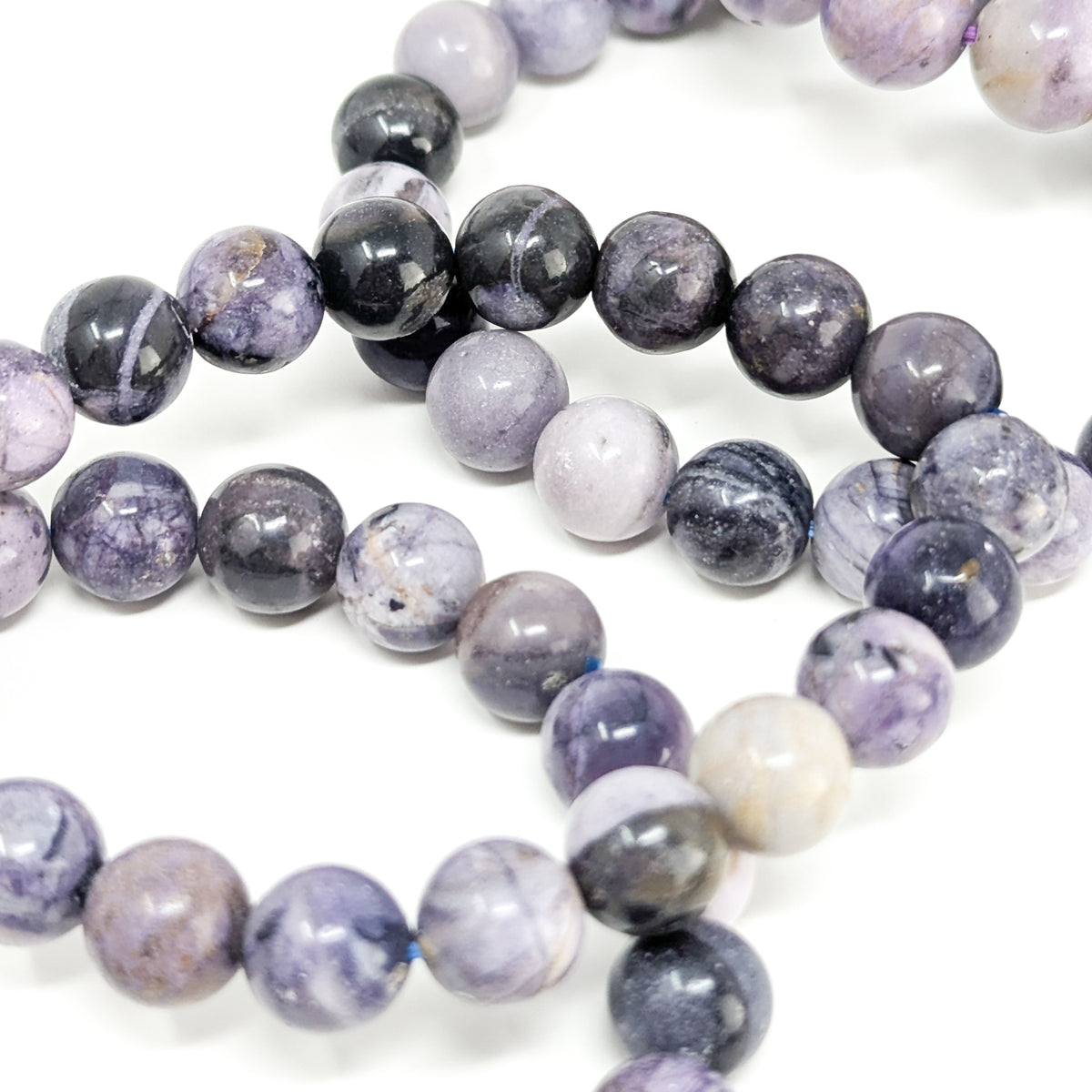 Tiffany stone bead bracelet: macro of marbled beads