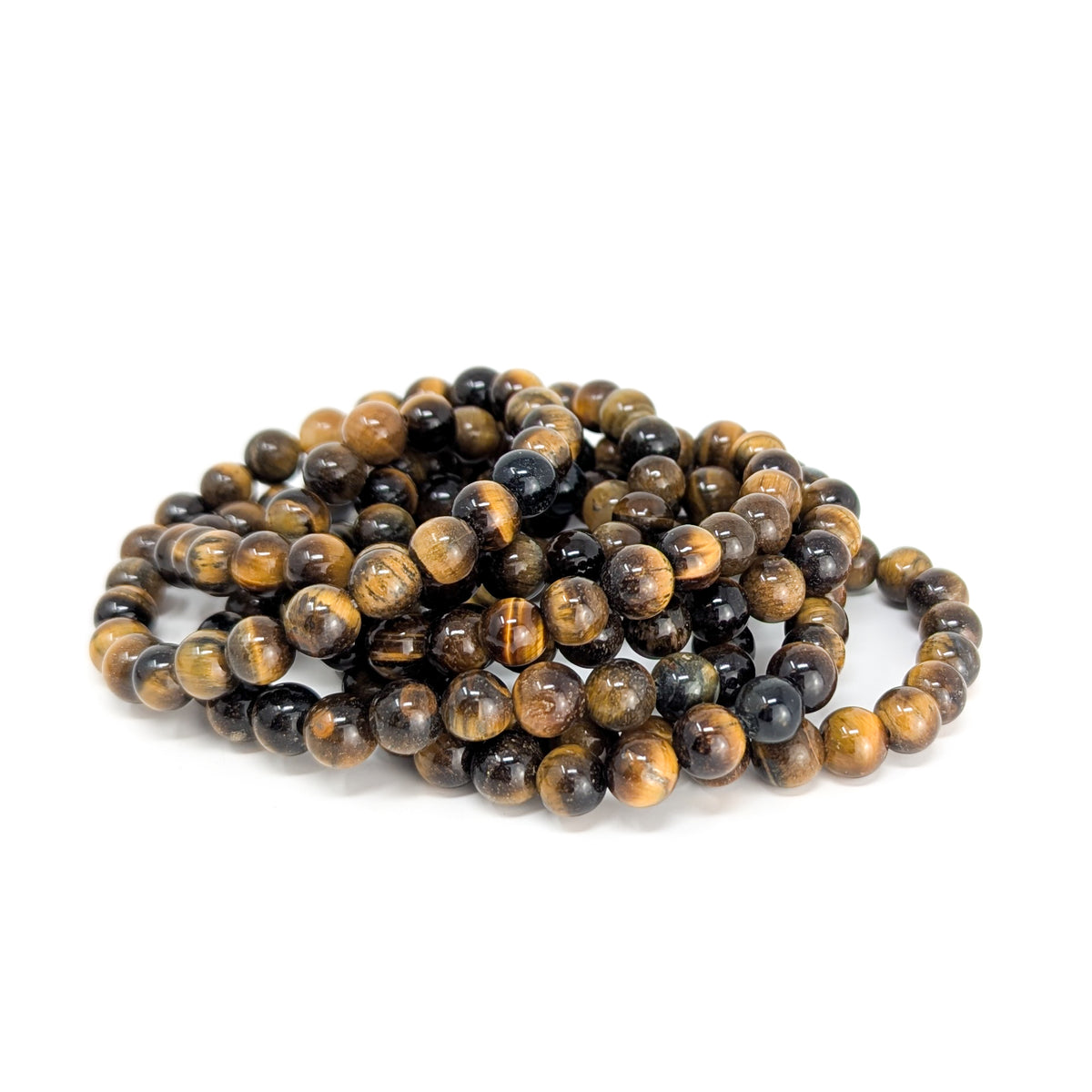 Tiger's eye bead bracelet from South Africa – stack of bracelets