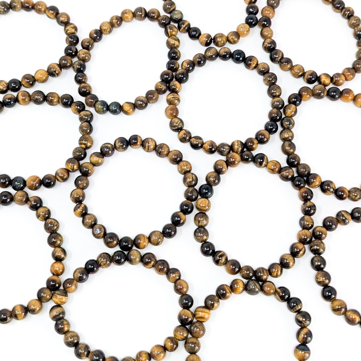 Tiger's eye bead bracelet from South Africa – many bracelets, top view