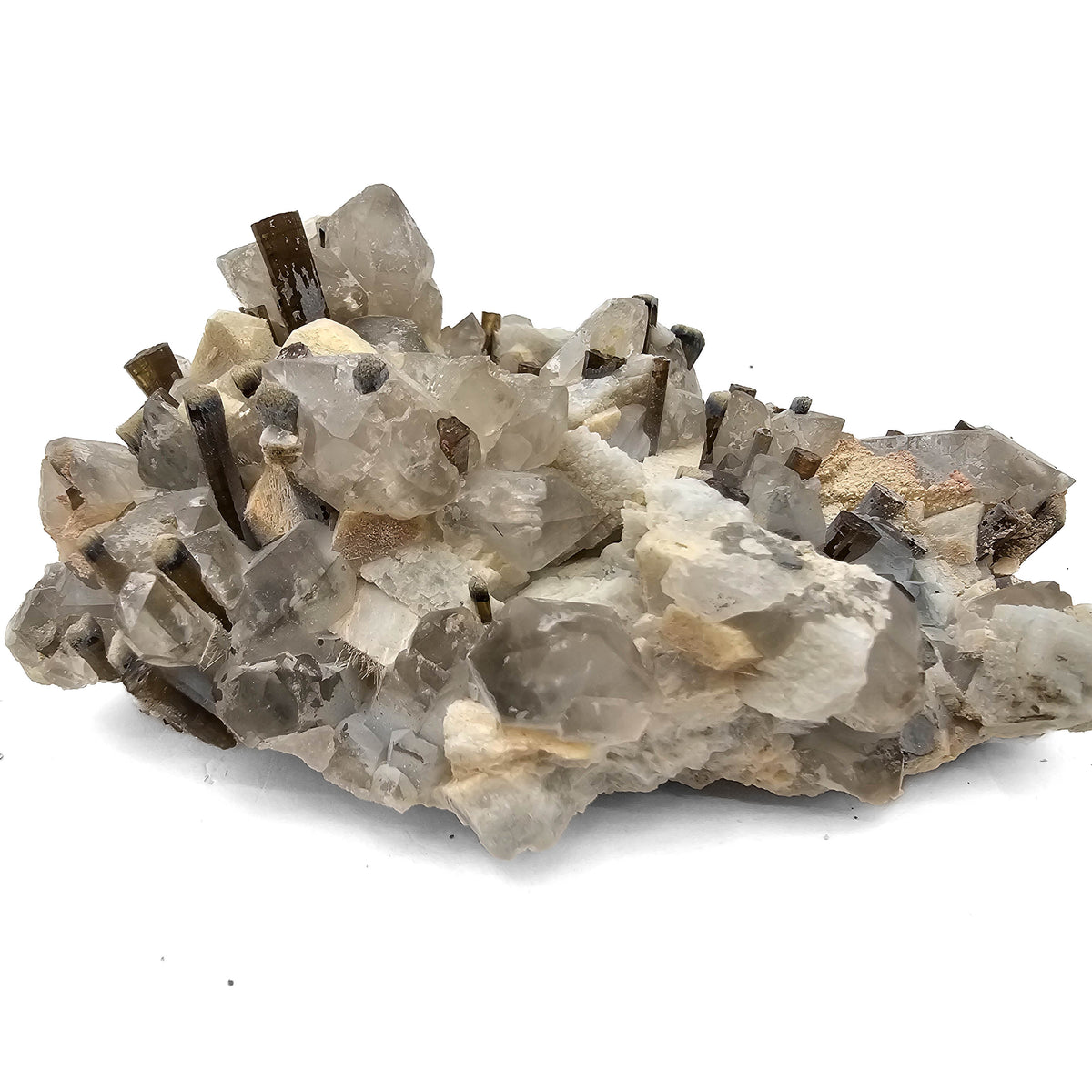 Tourmaline on Feldspar and Quartz specimen from Errachidia Province, Drâa-Tafilalet Region, Morocco.
