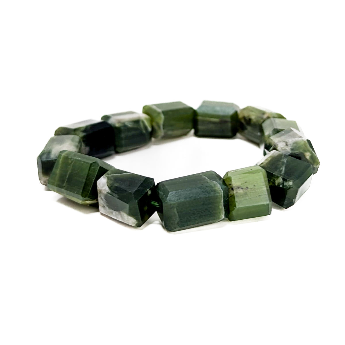 Tremolite bead bracelet from Pakistan – single bracelet, side view