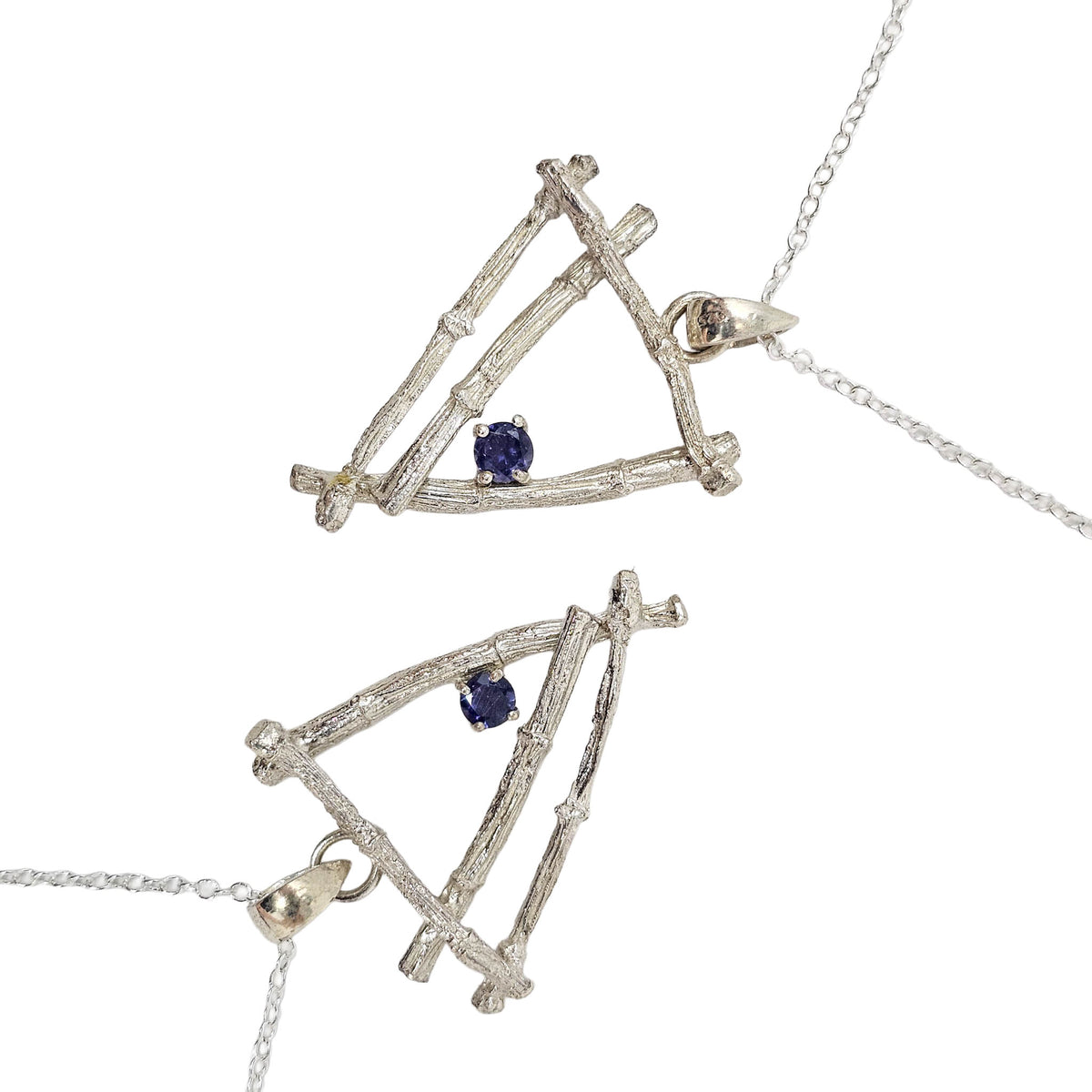 Twig & Iolite - Pendant - Broken Ox Creations - BC, Canada - Iolite - Sterling Silver