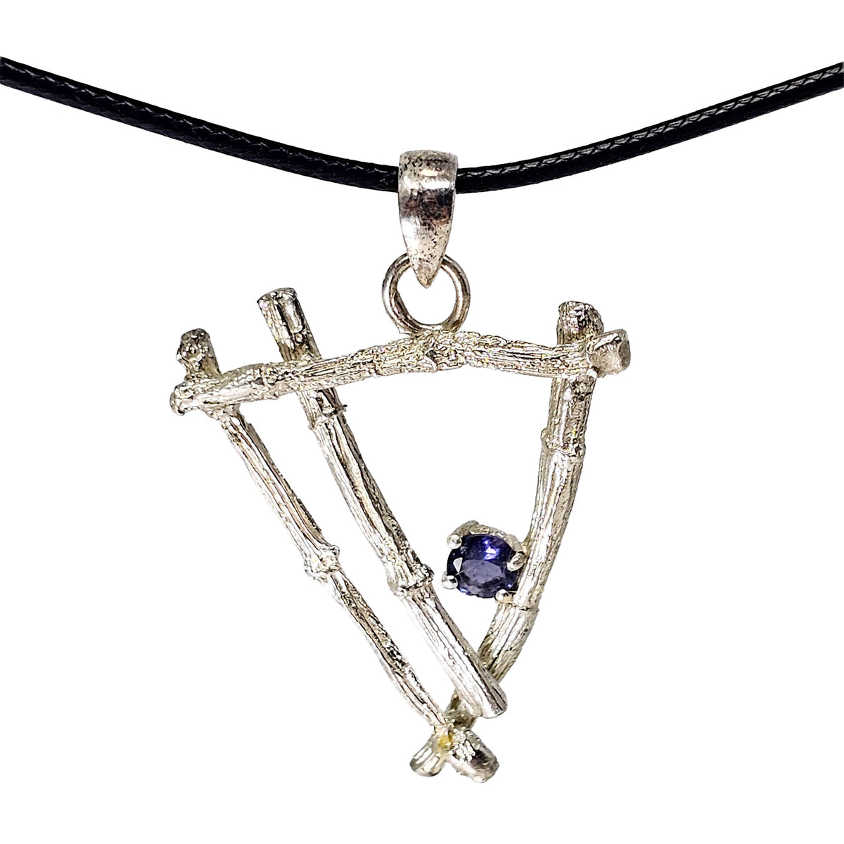 Twig & Iolite - Pendant - Broken Ox Creations - BC, Canada - Iolite - Sterling Silver