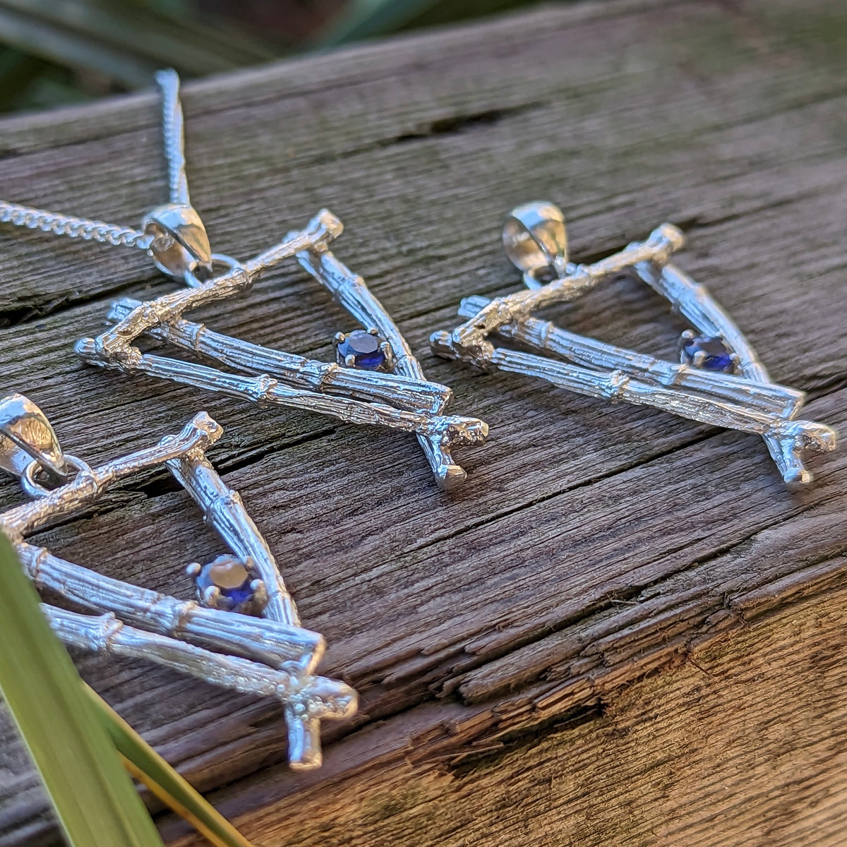 Twig & Iolite - Pendant - Broken Ox Creations - BC, Canada - Iolite - Sterling Silver